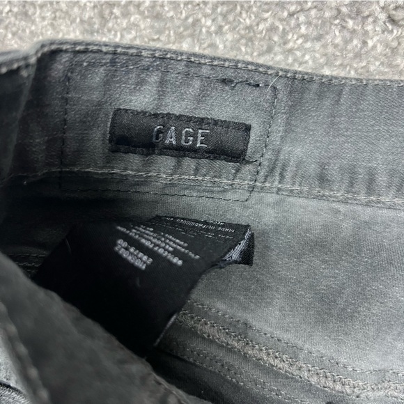 Affliction Jeans Men 33 Faded Black Gage Straight 36x33 Double Knee Denim - Picture 8 of 11